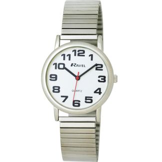 Ravel Gents Expander Bracelet Watch - Silver &  White