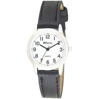 Ravel Ladies Classic Arabic Strap Watch-Black/Silver