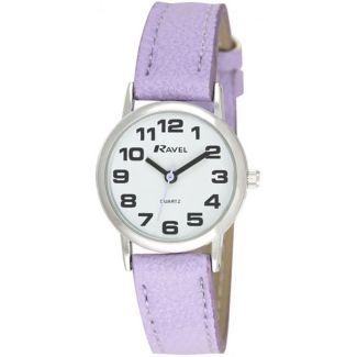 Ravel Ladies Classic Lilac Coloured Strap Watch - Silver & White 