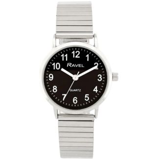 Ravel Ladies Classic Stainless Steel Expander Watch - Silver/Black