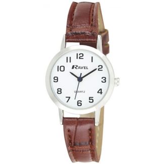 Ravel Ladies Classic Strap Watch - Silver & White