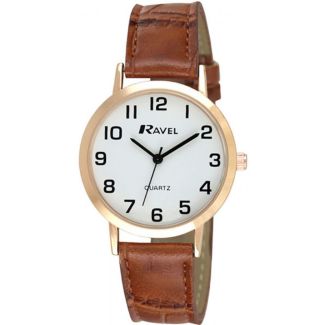 Ravel Ladies Classic Strap Watch - Brown & Rose Gold