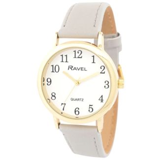 Ravel Ladies Faux Leather Strap Watch - Grey/Gold