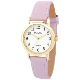 Ravel Ladies Faux Leather Strap Watch - Purple/Gold