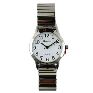 Ravel Ladies Metal Expander Watch - Silver/White 