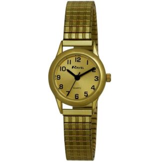 Ravel Ladies Round Classic Expander Bracelet Watch - Gold