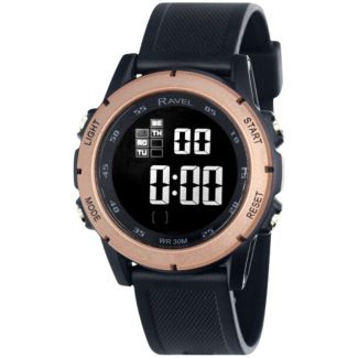 Ravel Mens 3ATM Digital Watch - Black / Bronze