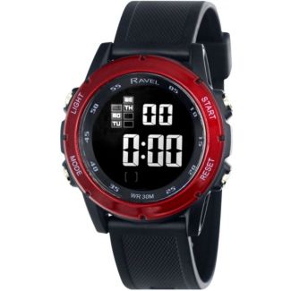 Ravel 3ATM Digital Watch - Black / Red