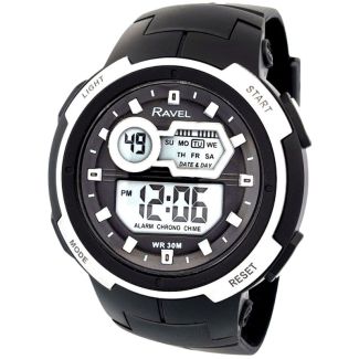 Ravel Men's 3ATM Digital Watch - Black / Silver