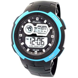 Ravel Men's 3ATM Digital Watch - Blue/ Black
