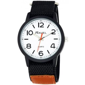 Ravel Men's Classic Dial Velcro Watch Strap-Light Brown/Black