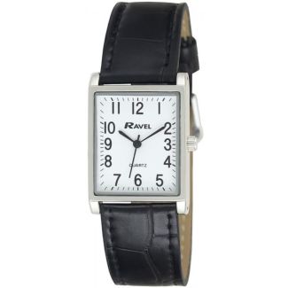 Ravel Men's Classic Rectangular Watch - Black Strap