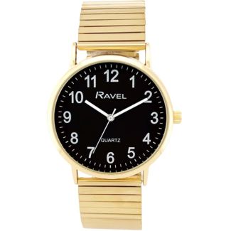 Ravel Men's Classic Stainless Steel Expander Watch - Gold/Black