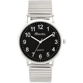 Ravel Men's Classic Stainless Steel Expander Watch - Silver/Black