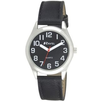 Ravel Men's Classic Super Bold Easy Read Strap Watch - Black