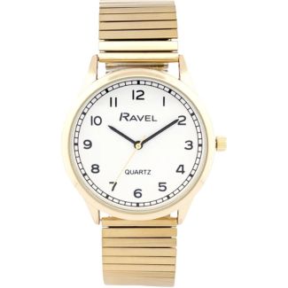 Ravel Men's Metal Expander Watch - Gold/White 