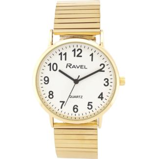 Ravel Men's Classic Metal Expander Watch - Gold/White 