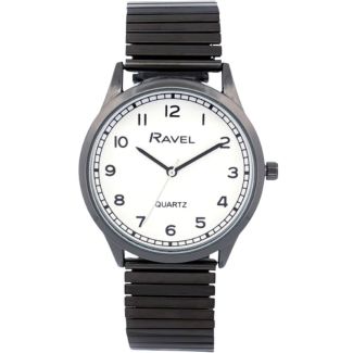 Ravel Men's Minute Track on Stainless Steel Expander Watch - Black/White
