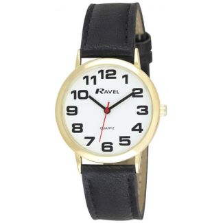 Ravel Men's Classic Strap Watch - Black / Gold / White