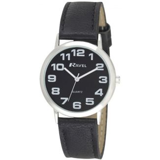 Ravel Men's Classic Silver Tone Watch - Black Strap