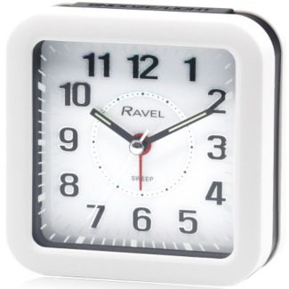 Ravel Square Mid Sized LED Quartz Alarm Clock - White