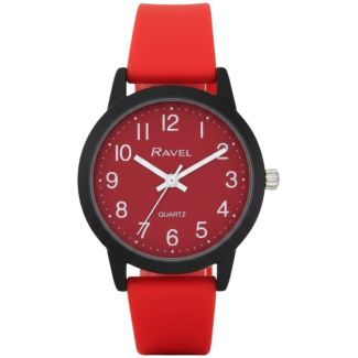 Ravel Unisex Silicone Strap Watch - Red