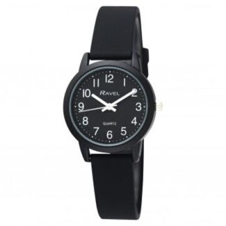 Ravel Ladies Silicone Strap Watch - Black 