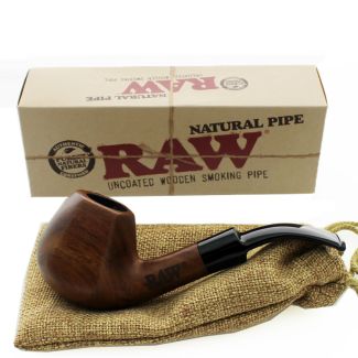 RAW Uncoated Wooden Pipe With Pouch