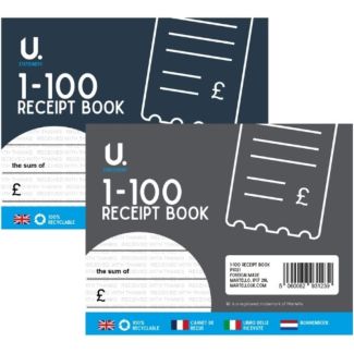 Receipt Book 1–100 Carbon Copy Glued Binding - Assorted
