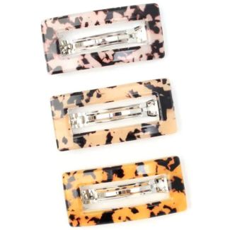 Rectangular Barrette Clip With French Tortoiseshell Finish - Assorted (7.5cm)