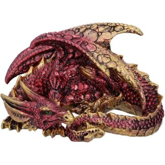 Red and Gold Resting Dragon Figurine – 10.2 cm