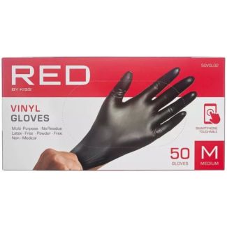 Red By Kiss Black Vinyl Gloves - Medium (50pcs)