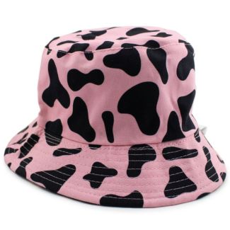 Reversible Cow Print Bucket Hat - Pink