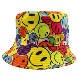 Reversible Smiley Face Bucket Hat - Multicolour - 58cm