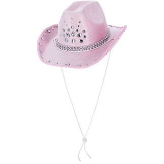 Rhinestone Cowboy Hat with Diamante Hat Band - Baby Pink