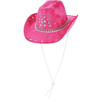 Rhinestone Cowboy Hat with Diamante Hat Band - Hot Pink