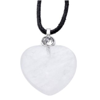 Gemstone Heart Shaped Healing Stone Pendant - Rock Quartz