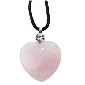 Gemstone Heart Shaped Healing Stone Pendant - Rose Quartz