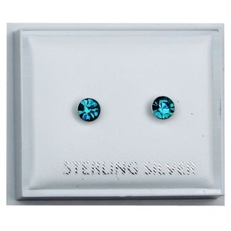 Round Gem Birthstone Studs 4mm - December(Blue Zircon)