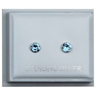 Round Gem Birthstone Studs 4mm - March(Aquamarine)