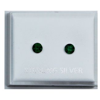 Round Gem Birthstone Studs 4mm - May(Emerald)