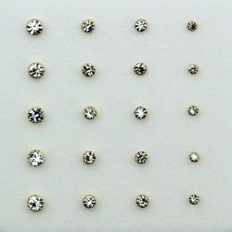 Round Gold Crystal Nose Studs - Assorted Sizes
