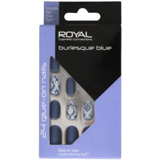 Royal Cosmetics 24 Burlesque Blue Standard Nail Tips with 2g Glue