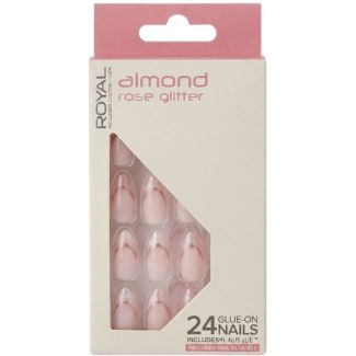 Royal Cosmetics 24 Glue-On Nails - Almond Rose Glitter