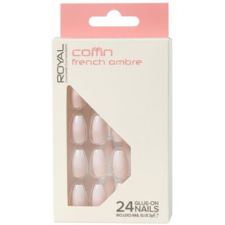 Royal Cosmetics 24 Glue-On Nails - Coffin French Ombre 