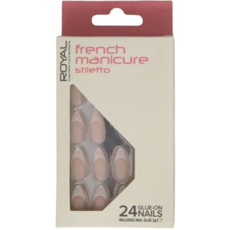Royal Cosmetics 24 Glue-On Nails - French Stiletto 