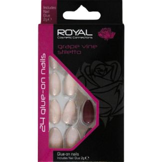 Royal Cosmetics 24 Glue-On Nails - Grape Vine Stiletto 