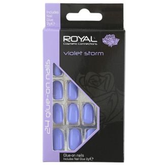Royal Cosmetics 24 Glue-On Nails - Violet Storm 