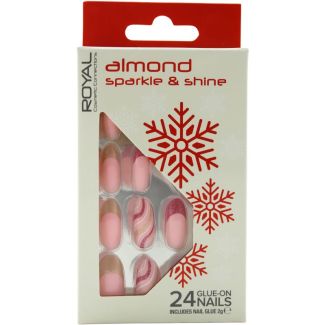 Royal Cosmetics 24 Glue-On Nails - Almond Sparkle & Shine