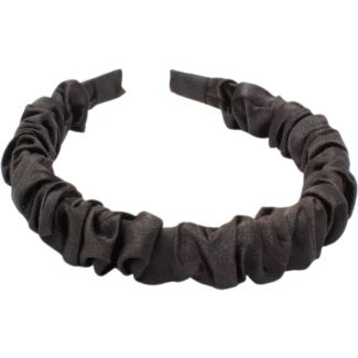 Ruched Satin Aliceband – 2cm Wide - Black & Ivory